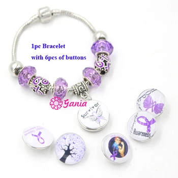 1 BUC 6 BUC Butonul de Cancer Pancreatic gradul de Conștientizare Bijuterii DIY Stil European Panglică Violet Bratara pentru Cancer Pancreatic gradul de Conștientizare