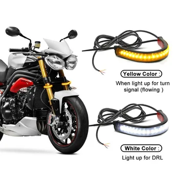 1 buc Universal CONDUS Motocicleta Lumina de Semnalizare & DRL Chihlimbar Alb Moto Flasher Inel Furculita Benzi Intermitent Lampa semnalizare 12V