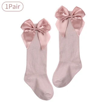 1 Pereche Fata de Copil Șosete Genunchi Ridicat de Bumbac Mare Bowknot Ciorapi Copii Fete Drăguț Șosete Lungi Ciorapi pentru Copii de Duș Petrecere de Ziua