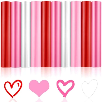 10 Foi de Transfer de Căldură de Vinil 12 x 10 Cm PU Roșu Roz Alb Fier-pe HTV Vinil pentru Ziua Îndrăgostiților Ciorapi Pungi de Consumabile