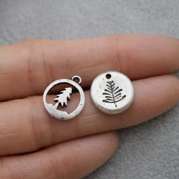 10buc Mici Rotunde Minunat Copac de Pin Pandantiv Stil Natural Farmec Bijuterii