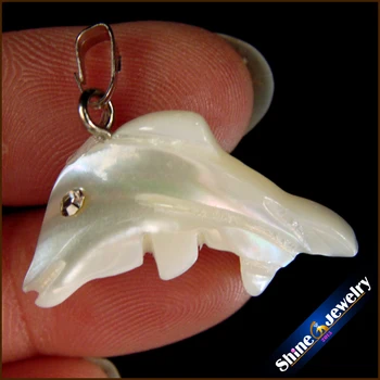 10BUC Sculptate Delfin Naturale de Aur / Argint-Culoare Placare Shell Farmecul Colier Femei Pandantiv Bijuterii DIY Face Margele Nou Collier