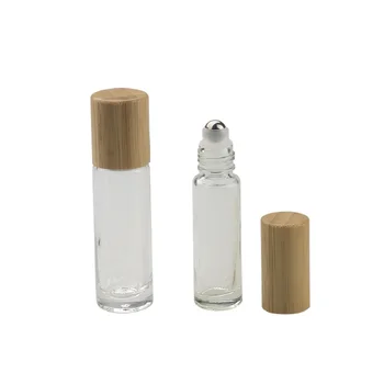 10ML Ulei Esential de Sticla Gol Rotund Cosmetice Ambalaje de Sticlă Transparentă Esența Rola Pe Sticla cu Bambus Capac