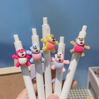 12-24pcs de Desene animate Neutru Disney Cute Strawberry Urs Papusa Apăsați Pen 0.5 mm Negru Birou Semnătura Instrumente de Scris Rechizite Școlare