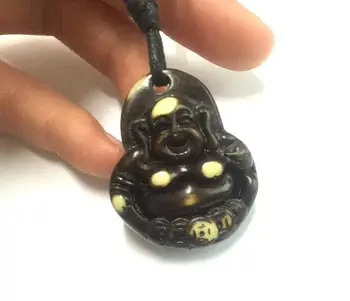 12 COLIER Vintage Negru Cablul de Ceara de Pulbere de Rășină Negru Chinezesc Cap de Buddha