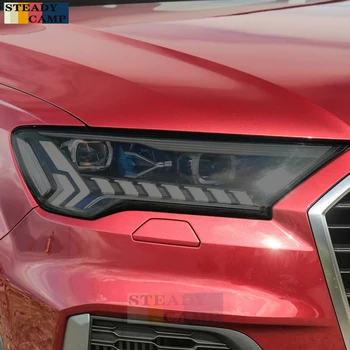 2 Buc Far Auto cu Folie de Protectie Negru Afumat Tentă Folie de Vinil Transparent TPU Autocolant Pentru Audi Q7 2020 2021 SQ7 4M Facelift