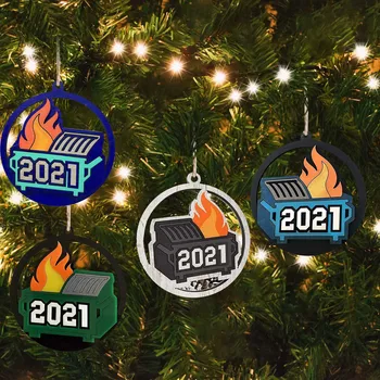 2 buc Rock de Artă 2021 Eticheta Diy Decorare Pom de Crăciun Creative de Crăciun Arunce Foc din Lemn Pandantiv Ornamente pentru Pomul de Craciun #02