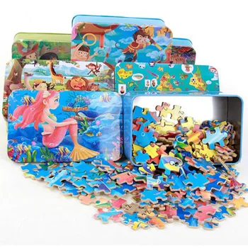 200pcs/cutie de Desene animate 3D Puzzle din Lemn Cutie Montessori Puzzle de Învățare Timpurie Jucarii Educative pentru copii pentru Copii Copii