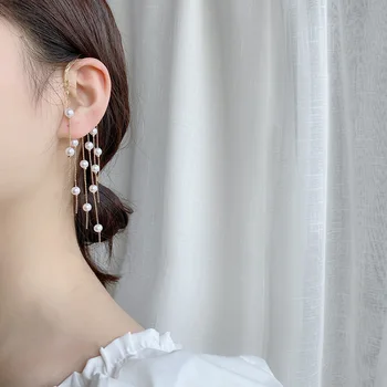 2021 coreea Moda Cercei Stud Nouă Personalitate Temperament All-meci Non-străpuns Pearl Cercei Ciucure de Îmbrăcăminte pentru Femei