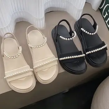 2022 Nou Stil de Basm Doamna Vară Papuci de casă , Gros Flip-Flops, Sandale cu Perle pentru Femei , Plaja Adidași