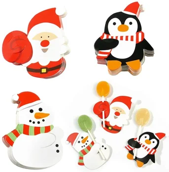 25pcs/lot Lollipop Bastoane de Hârtie de Bomboane de Ciocolata Decor de Crăciun DIY Xmas Decor Cadou Pinguini Moș Crăciun, om de Zăpadă Cake Pops
