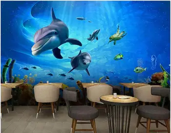 3d tapet pentru pereți în rulouri HD deep sea dolphin lume subacvatică decor acasă fotografie 3d tapet pentru dormitor pe perete
