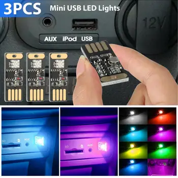3pcs Mini Car Led Lumina de Interior Usb Inteligent de Voce-activat de Inducție Atmosferă plină de culoare, Lumina
