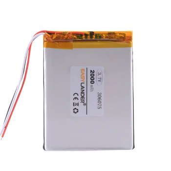 3Wries 306075 3.7 V 2000mAh baterie Reîncărcabilă Li-Polimer Baterie Li-ion Pentru GPS Tableta PC de Buzunar 306075PL 4G-15 / 4K-19 E-book