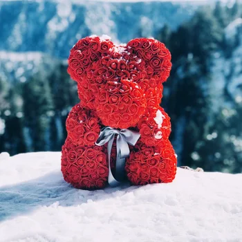 40cm 25cm Flori Artificiale Crescut de pluș Teddy Nemuritoare Flori Cadouri pentru Ziua Îndrăgostiților Spumă de Săpun Urs Nunta Decor