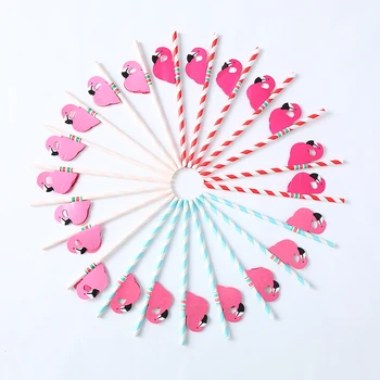 50pcs 3D DIY Flamingo Hârtie de Paie Petrecere de Ziua Împodobesc Copii Paielor de Băut din Hârtie Nunta Vara Hawaii Piscină Petrecere Decoratiuni
