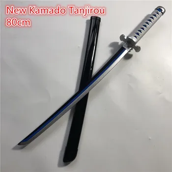 80cm Demon Slayer Cosplay Sabie 1:1 Kamado Tanjirou Negru Sowrd Anime Kimetsu nu Yaiba Ninja Cuțit, Armă de Lemn Prop Model de Cadou