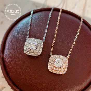 Aazuo Vânzare Fierbinte 18K Alb Pur, Aur, Rose de Aur Natrual Diamant Pătrat Clasic Colier Cu Lanț de Cadou Pentru Femeie superioare de Partid