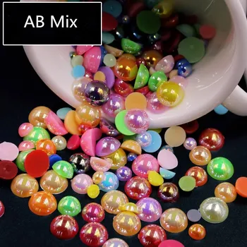 AB Culori Jumătate Perla Amestecat Dimensiuni de la 1,5 mm La 10mm Ambarcațiunile de Rășină ABS Flatback Jumătate rotund imitație de perle
