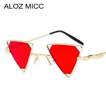 ALOZ MICC Moda Triunghi ochelari de Soare Femei Bărbați Vintage din Metal Mici Rama de Ochelari de Soare de sex Feminin Nuante UV400 Q448