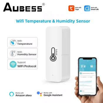 Aubess Tuya Wifi Inteligent De Temperatură Și Umiditate Senzor Inteligent De Legătură SmartLife Control De La Distanță De Lucru Cu Alexa De Start Google