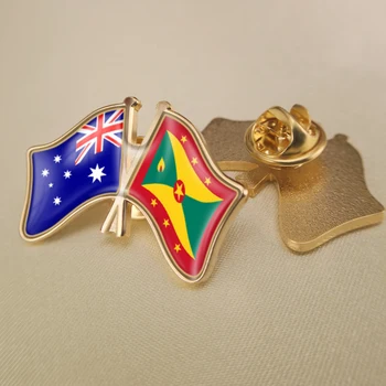 Australia și Grenada Trecut Dublu Prietenie Steaguri Brosa Insigne, Ace de Rever