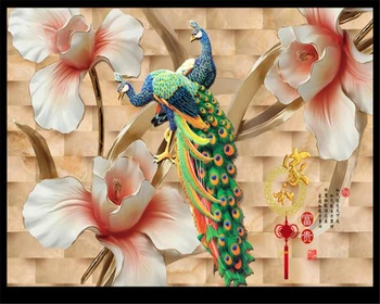 Beibehang 3D tapet frumos păun 3D jad de flori bogat fond de perete TV life fundal wallpaper 3 d papel de parede