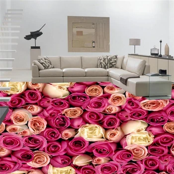 Beibehang Etaj decorațiuni 3d parchet tapet HD frumos trandafir roz 3D baie rezistent la apa auto - adeziv 3d parchet