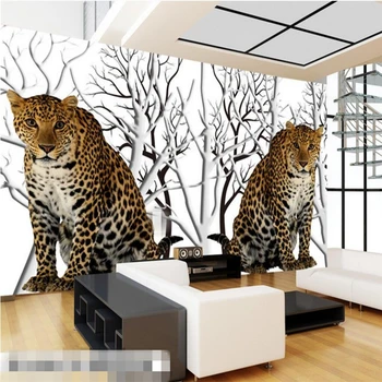 beibehang Foto Personalizat Tapet 3D Fresca HD Jungle Floare Leopard TV Camera de zi Dormitor Perete de Fundal papel de parede