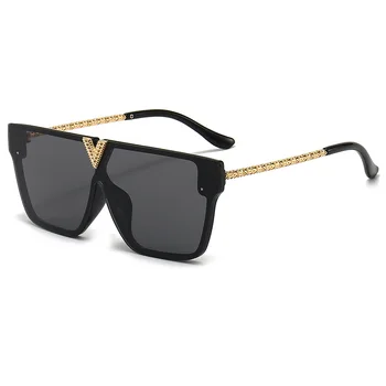 Cadru pătrat ochelari de Soare pentru Femei Barbati Lux Design Feminin de Conducere Auto UV400 Retro Big Black Metal Ochelari Ochelari de Nuante