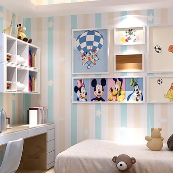 Camera copiilor Camera de Printesa Non-Țesute Tapet Albastru Roz Dungi Verticale Dormitor Băieți și Fete Camera de Desene animate Tapet