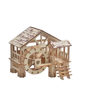 candice guo lemn 3D puzzle DIY jucărie mână de lucru woodcraft arhitectura kit serie de clădire moară de apă ziua de Crăciun cadou 1 buc