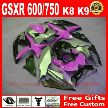 Carenajele set pentru Suzuki GSXR600 GSXR750 08 09 10 violet negru motocicleta carenaj kit K8 K9 GSXR 600 750 2008 2009 2010 S37