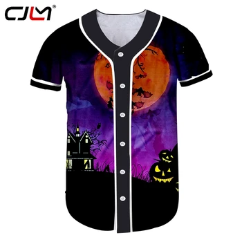 CJLM Iarna Halloween 3D Noi de Baseball pentru Bărbați Tricou Imprimat Dovleac Și Bat T-shirt Omul Gotic Streetwear Tricou 6XL en-Gros
