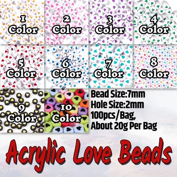 Colorat Moda Bijuterii Dragoste Inima Acrilice tv cu Margele Rotunde pentru DIY Meșteșug Accesorii de Mâna a Face Fata Bijuterii lucrate Manual