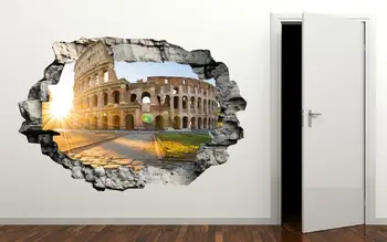 Colosseumul Roma 3D Perete Decal Sparge Efect Rupt - Autocolant de Perete - Vinil Decor de Perete - Stickere pentru Pereti - Autocolante cu Efect 3D