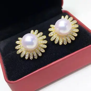 D416 Pearl Cercei Bijuterii Fine 925 Stelring de Argint Rotundă Naturală de Apă Proaspătă Sakura Roz Perle Albe Cercei Stud pentru Femei