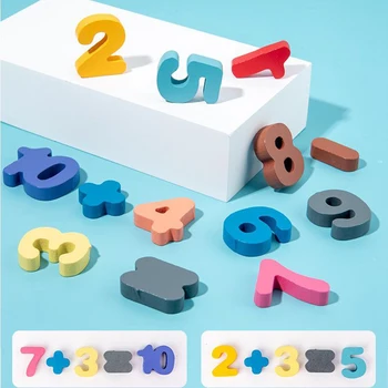 Din Lemn Educative Pentru Copii Jucarii Montessori Puzzle-Uri, Jucării Digitale Alfabet De Trafic De Potrivire Puzzle Jucarii