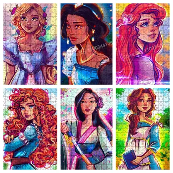 Disney Princess Jigsaw Puzzle-Uri 300/500/1000 Buc Fata De Desene Animate Puzzle-Uri De Hârtie Adulți Decomprima Cadouri Educația Timpurie A Copiilor Jucării