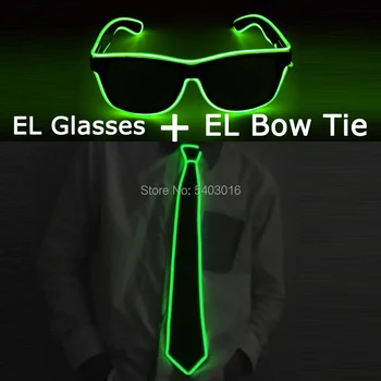 EL Ochelari și EL a Lega de EL Firul Set LED ochelari de Soare cu lentile întunecate Intermitent LED Cravate Dansatoare Strălucire Costum pentru Petrecerea de Decor DIY