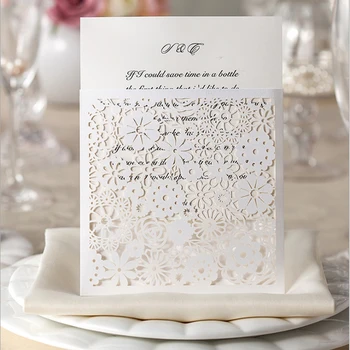Eleganta Invitatie de Nunta, Tăiate cu Laser Floare Carte de Invitație - Set de 50 buc