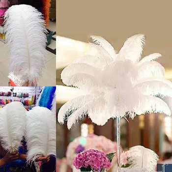 En-gros 100buc/lot frumos natural alb din pene de strut 16-18inch /40-45cm Decorative diy Nunta, petrecere, Eveniment Central