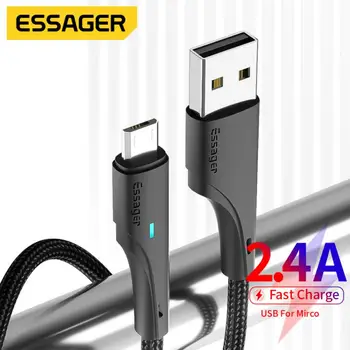 Essager 3A Micro USB Cablu de Încărcare Rapidă Telefon Mobil Micro USB, Cablul de Sârmă Pentru Xiaomi Android de Iluminat cu LED USB Încărcător Cablu de Date