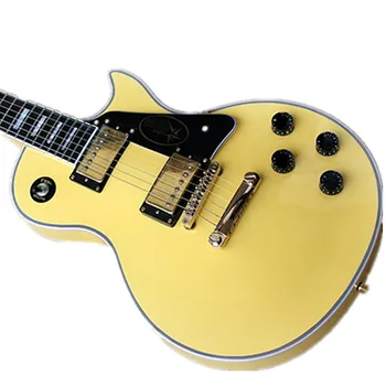 Fabrica personalizate galben chitara electrica, cu perle albe de sunet inlay, alb obligatorii, rosewood fingerboard, oferă customizat