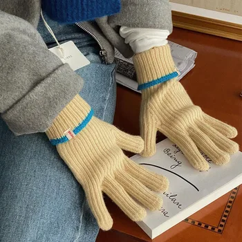 Femei Iarna Touchscreen Întinde Mănuși Tricotate de Mână mai Cald Vreme Rece Mănuși de Funcționare în aer liber Mănuși de Motociclete Plin Degetele