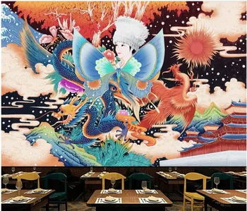 Foto personalizat tapet 3d Chineză retro dragon și phoenix fundal de perete decor Acasă 3d picturi murale tapet pentru camera de zi