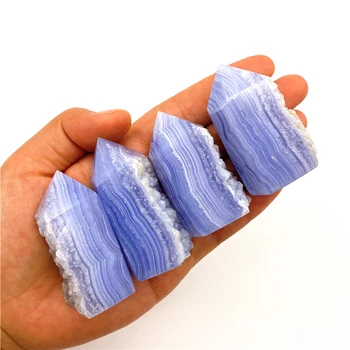 Frumos 1 buc Naturale cu Dungi de Cuarț Piatră Brută Dantela Albastru Agat Punct Turn Dur Mineral Cristal Reiki Naturale, Cristale de Cuarț