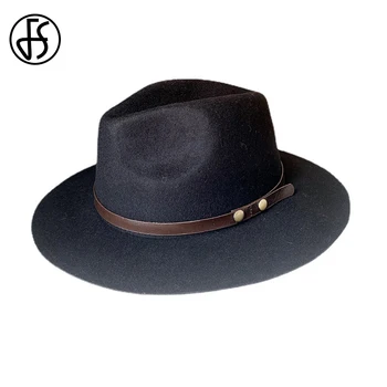 FS 2022 Negru Jazz Pălării Pentru Femei, Cu Catarama Vintage Casual Pălării de Cowboy Toamna Iarna Lână, Pălării Panama Simțit Capac