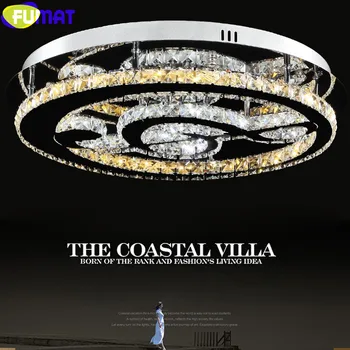 FUMAT Artă Modernă din Oțel Inoxidabil Cristal Lampă de Tavan Lok Fu Forma Rotunda Agățat de iluminat Pentru Living Sala de Mese Lămpi cu LED-uri