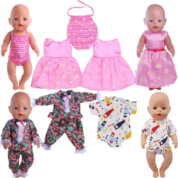 Haine papusa Roz Fusta costum de Baie Evazate Pantaloni se Potrivesc 18 Inch American Doll Și 43cm Copil Nou-Născut Papusa,Generația Noastră, Cadou Pentru Fata